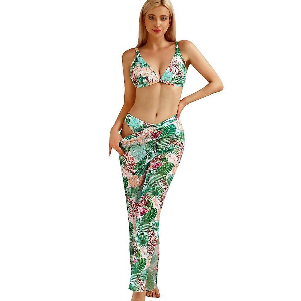 Womens Floral Print Swimsuits High Waisted Bathing Suit V-neck Bikinis Swimwear