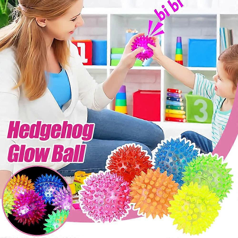 24Pcs Light Up Spike Ball with LED Flashing Lights, Bouncy Stress Ball, Fidget Ball Toy for Kids, Bouncing Sensory Balls, Party Favors
