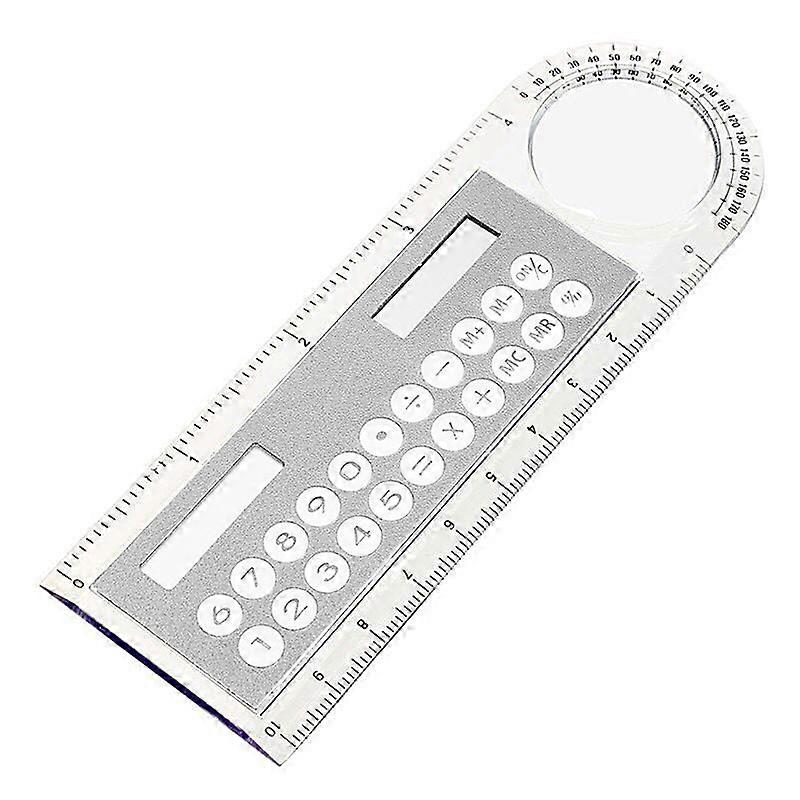 Mini Solar Transparent Ruler Calculator with Magnifier Student School Supplies