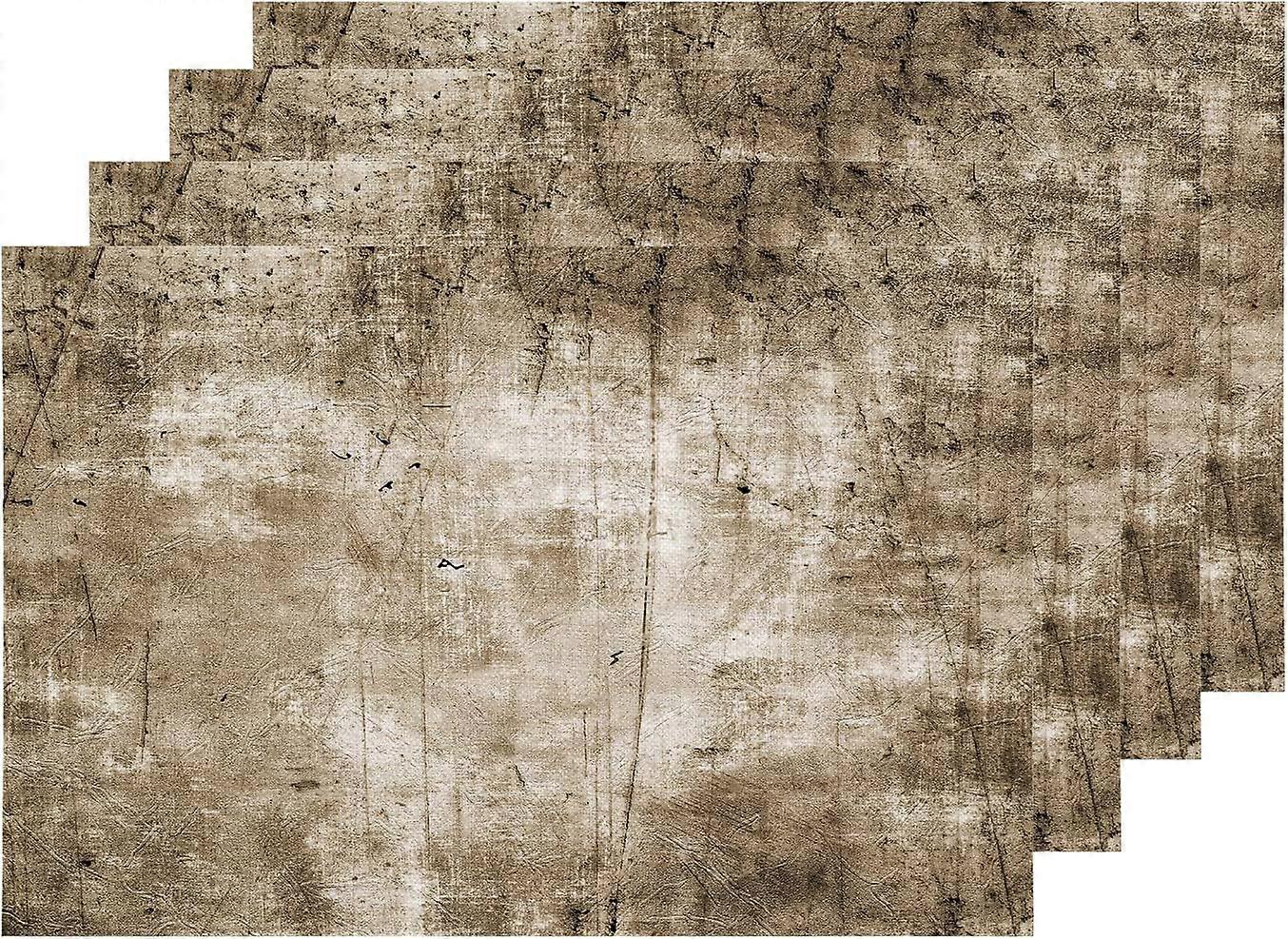 Brown Abstract Grunge Placemats, Brown Table Mat Linen Burlap Washable Double-Deck Heat Insulation for Dining Table Kitchen Table Set of 4 (12 x 18 in