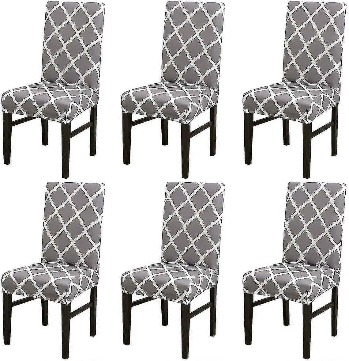 Dining Chair Cover Set Of 6 Stretch Spandex Short Dining Chair Protective Cover Decorative Chair Seat Slipcovers For Dining Room Wedding Banquet Party