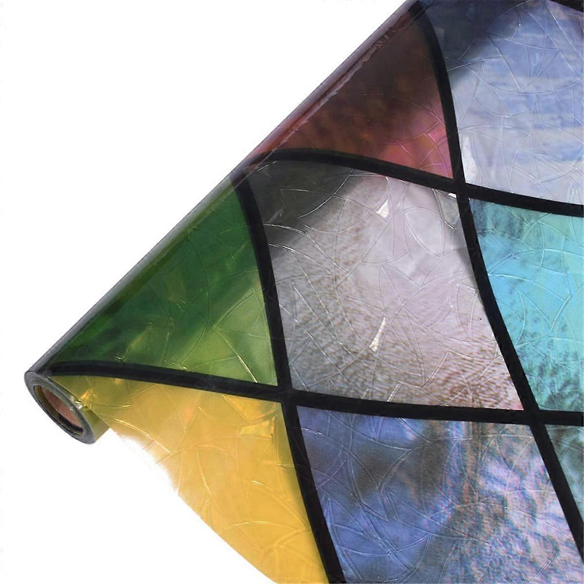 Privacy Window Film, Stained Glass Rainbow Window , Glue Free 3D Decorative Window Stickers for Hom