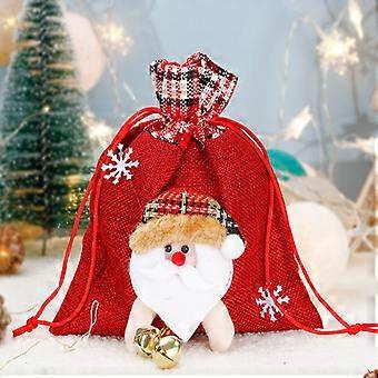 MIMIGO 20CM*18CM Linen Christmas Gift Bags, Christmas Wrapping