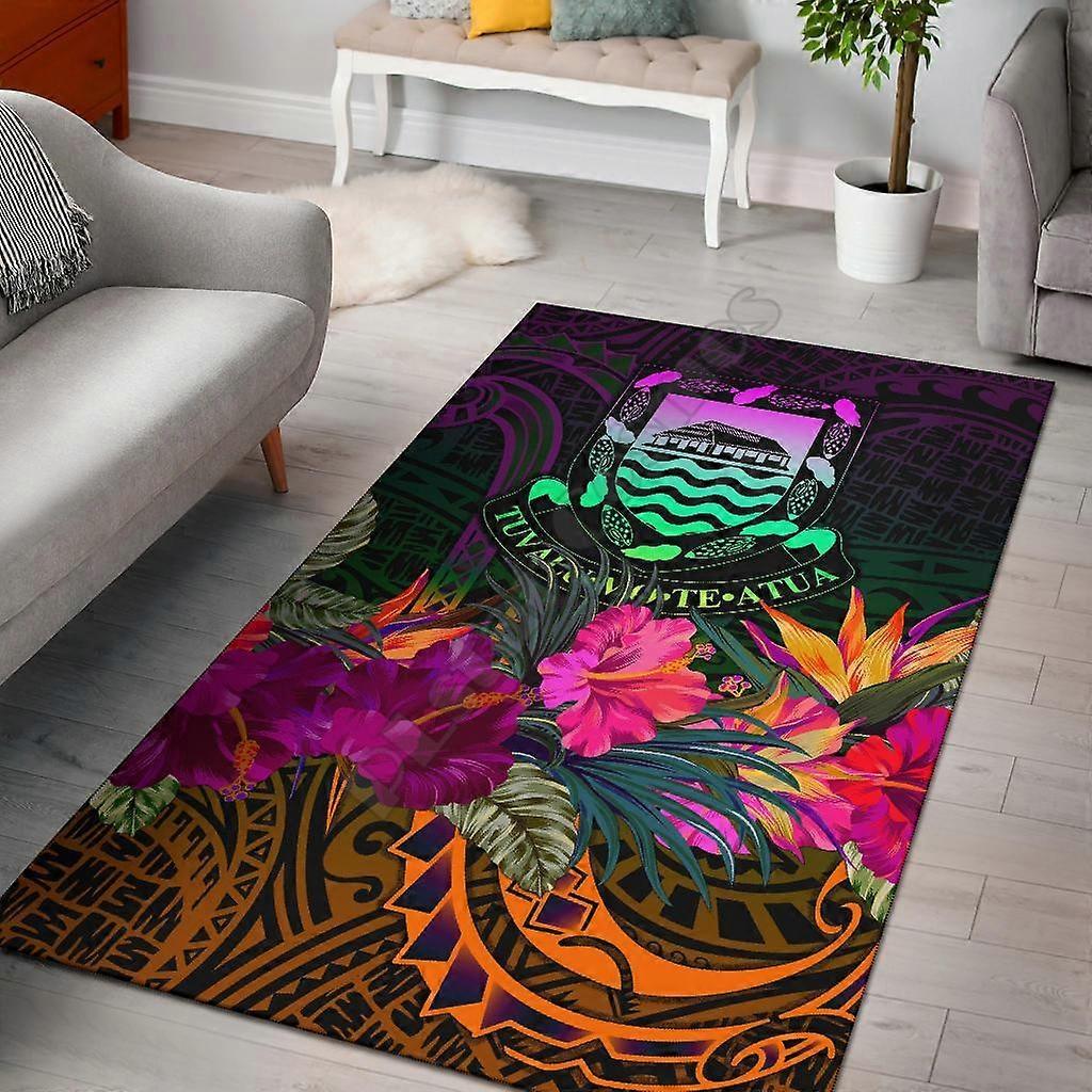 Zona Tuvalu Covor de vară Hibiscus 3D imprimat covor pentru camera de zi Doormat Flanel Print Dormitor Non-alunecare podea covor