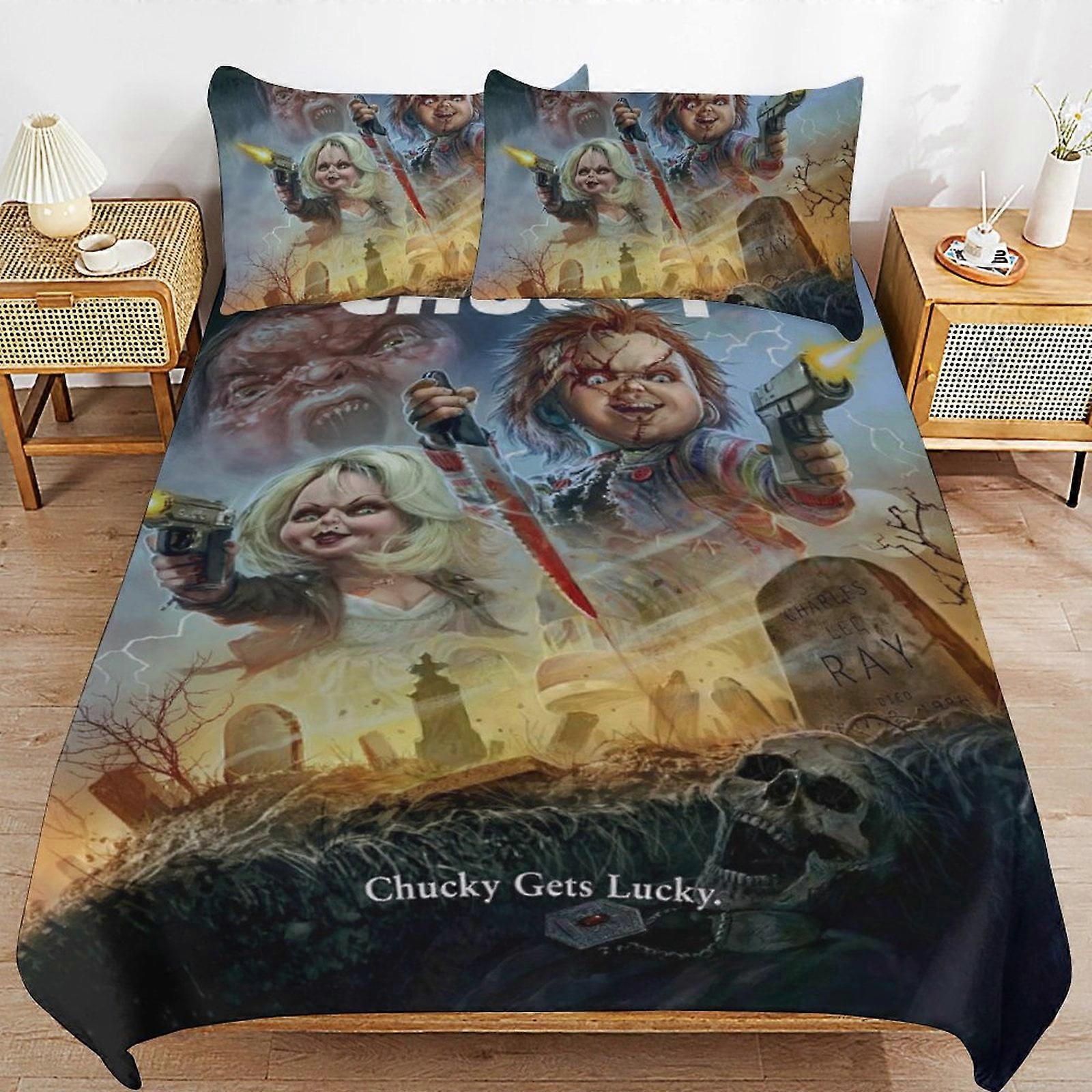 Bedding set WM244 Bride of Chucky Bedding Set Duvet Cover Comfortable and Lightweight Cartoon Bedding 3 Piece (Multiple sizes to choose from) SW244