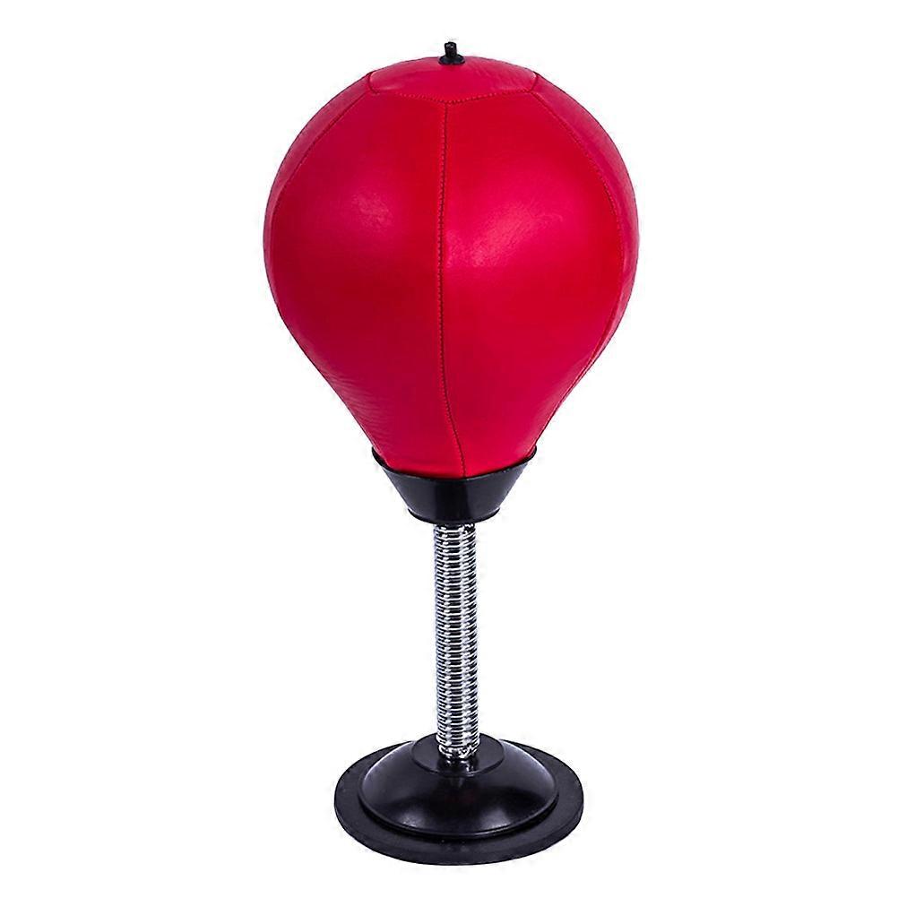 1pc Desktop Punching Bag Small Suction Cup Boxing Ball Stress Relief Mini Ball for Home or Office (Red Boxing Ball + Red Inflator)