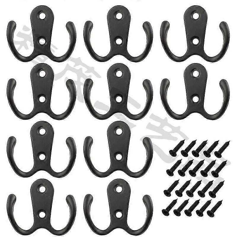10pcs Coat Hooks, Double Metal Hat Hooks Hooks,wall Coat Hooks With Screws