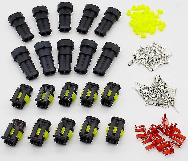 10 Kit 2 Pin Way Waterproof Electrical Connector Plug