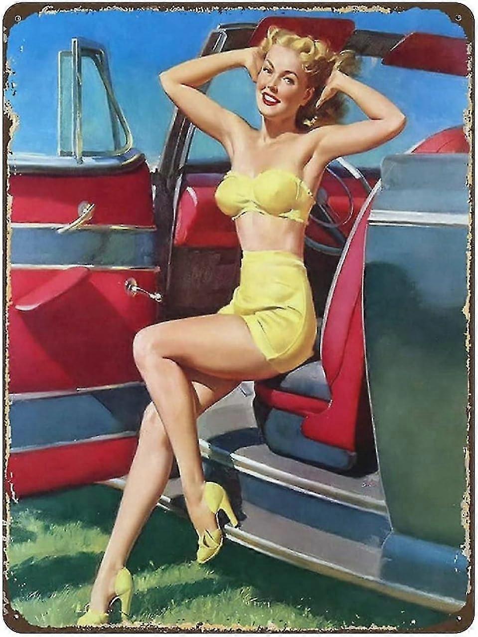 Placa de Metal Surf Shop Pin Up Girl Vintage Lata Poster Placa de Metal 8x12 Polegadas OU 12x16 Polegadas Modo 1732