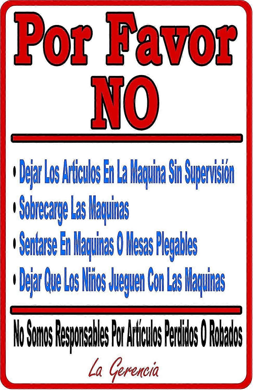 Laundromat regras sinal espanhol. 8x12 polegadas OU 12x16 polegadas de metal. Modo 2687