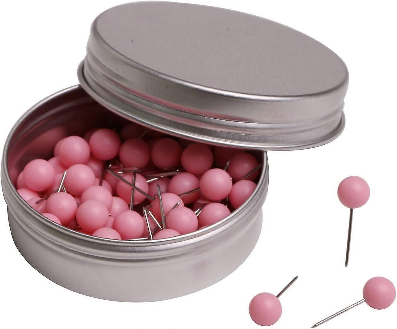 100PCS 1/4 Inch Small Round Head Map Tacks Pins for Home Office Bulletin Cork Board Use and DIY Craft Project (Light Pink)