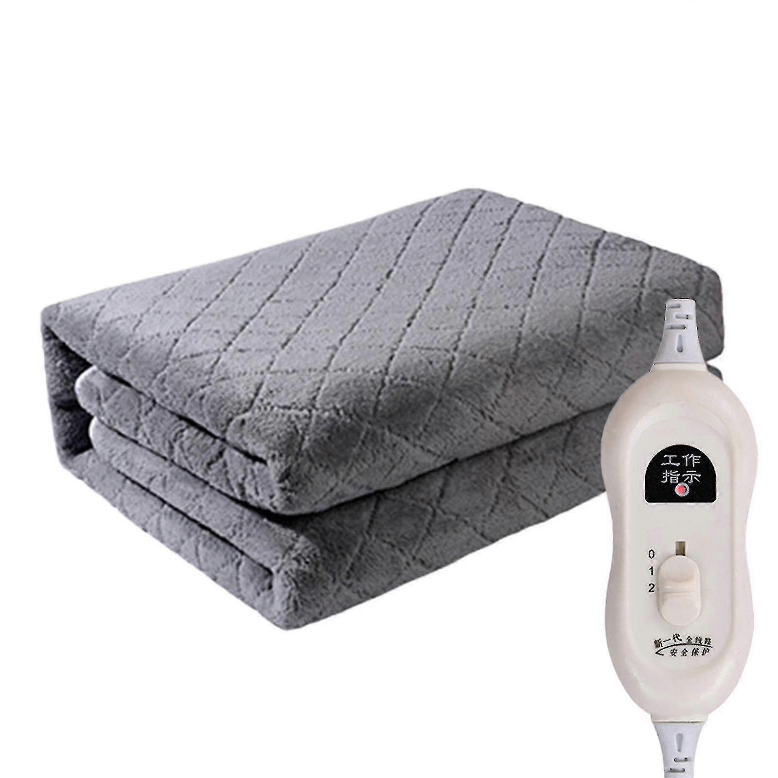Electric Heated Throw Soft Fleece Grey Over Blanket Digital Controller