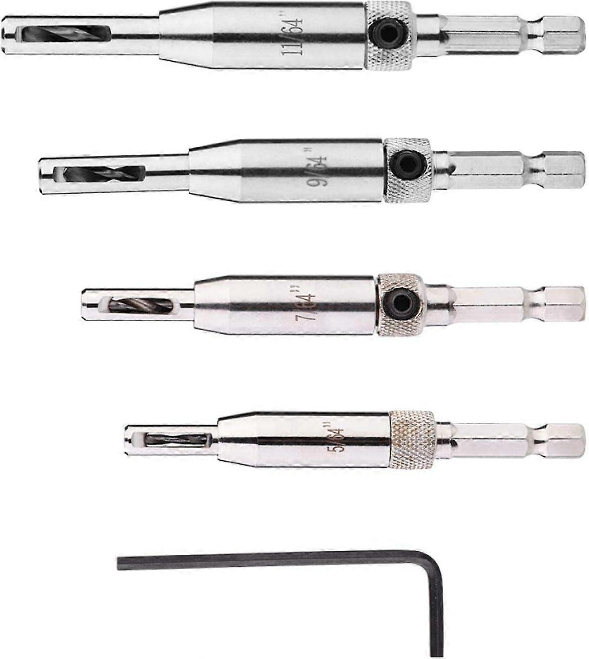 Door Hinge Drill Bit4pcs Hex Shank Self-Centering Drill Bit Set Door Window Hinge Hole Puncher Woodworking Tool