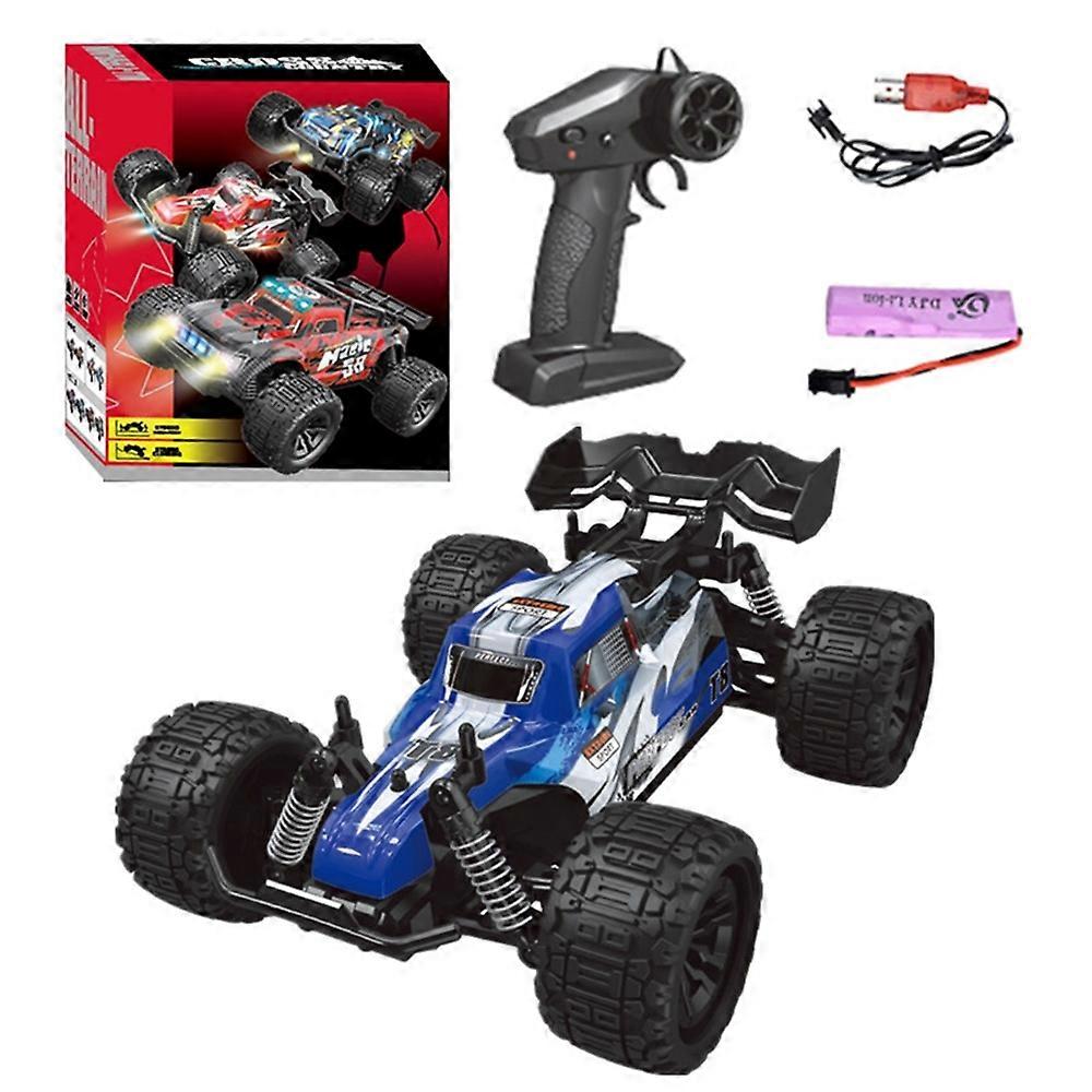 Auto fuoristrada telecomandata 2.4G con ammortizzatori, scala 1:18, giocattolo RC con luce LED - YL-113 blu