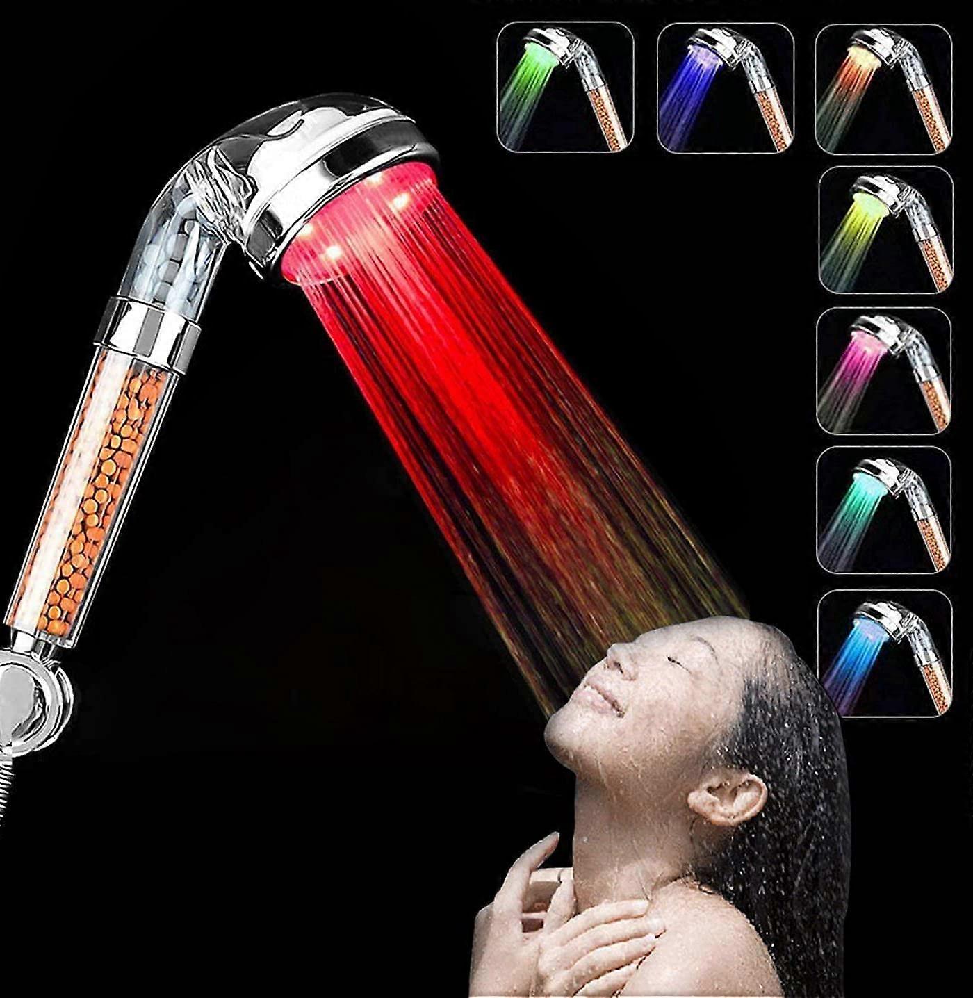 LED Shower Head Set Color Changing 7 Color Lights