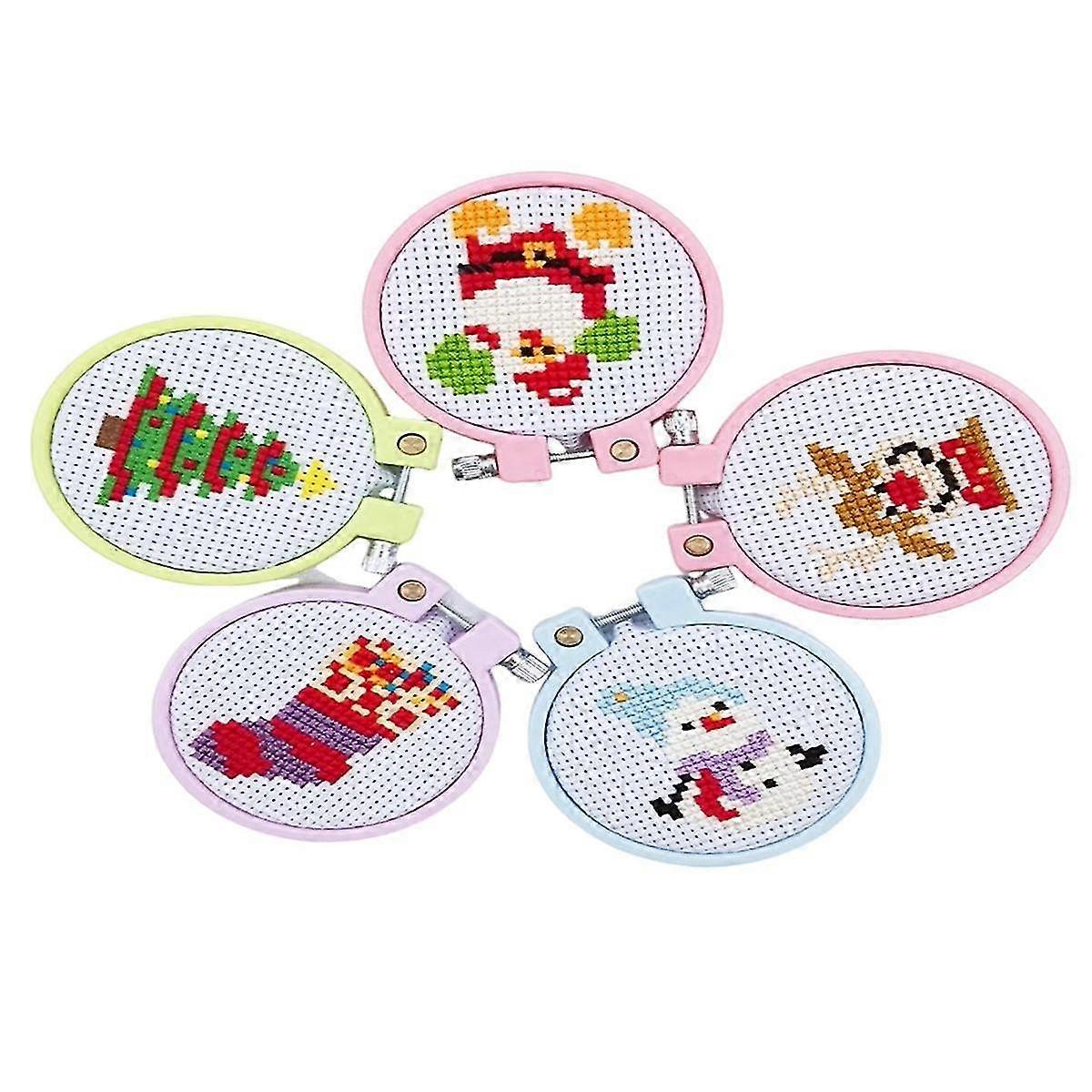 5Pcs Christmas - Kits for Kids for Beginners with Stamped Embroidery Patterns - Kit Craft Supplies