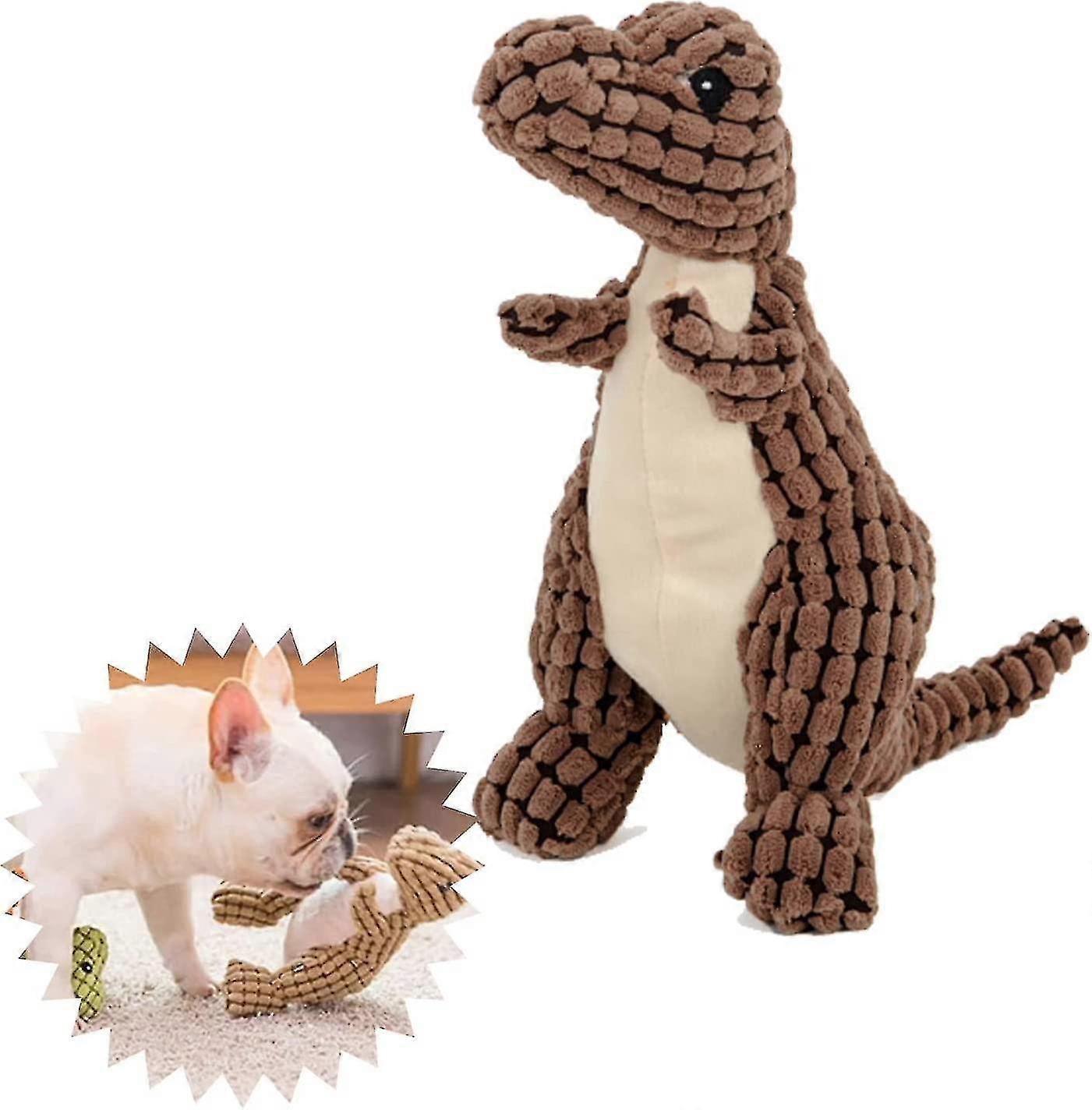 1pc Indestructible Robust Dino, Squeaky Dog Toys For Aggressive Chewers, Unbreakable Stuffed Plush Dog Toy