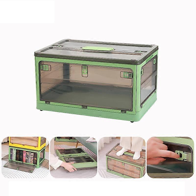 Folding Plastic Storage Box Green  37 x 26.5 x 22 cm