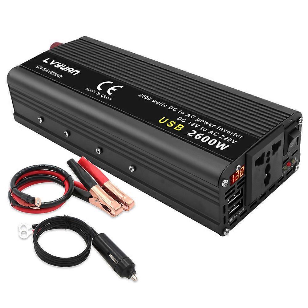 Power Inverter DC 12V To AC 220V 1500W/2000W/2600W Converter USB Universal Plug LED Display Auto Inversor Transformer Solar