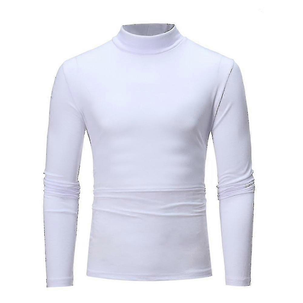 Homme Décontracté Slim Fit Plain Mock Neck Pullover T-shirt Basic à manches longues Tee Tops