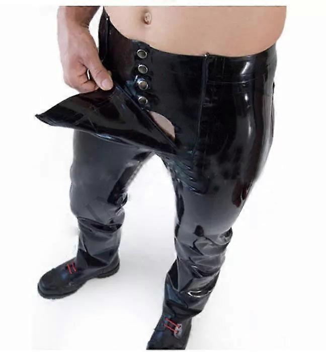 Latex Jeans Men's Rubber Jeans Army Jeans With Front Flat Codpiece Customized