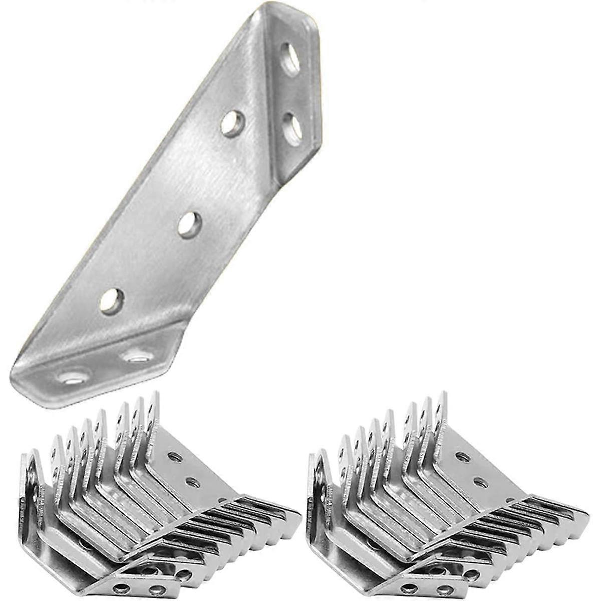 20PCS Universal Furniture Corner Connector, Angle Fasten Connector Triangle Support Frame Stainless Steel Corner Bracket
