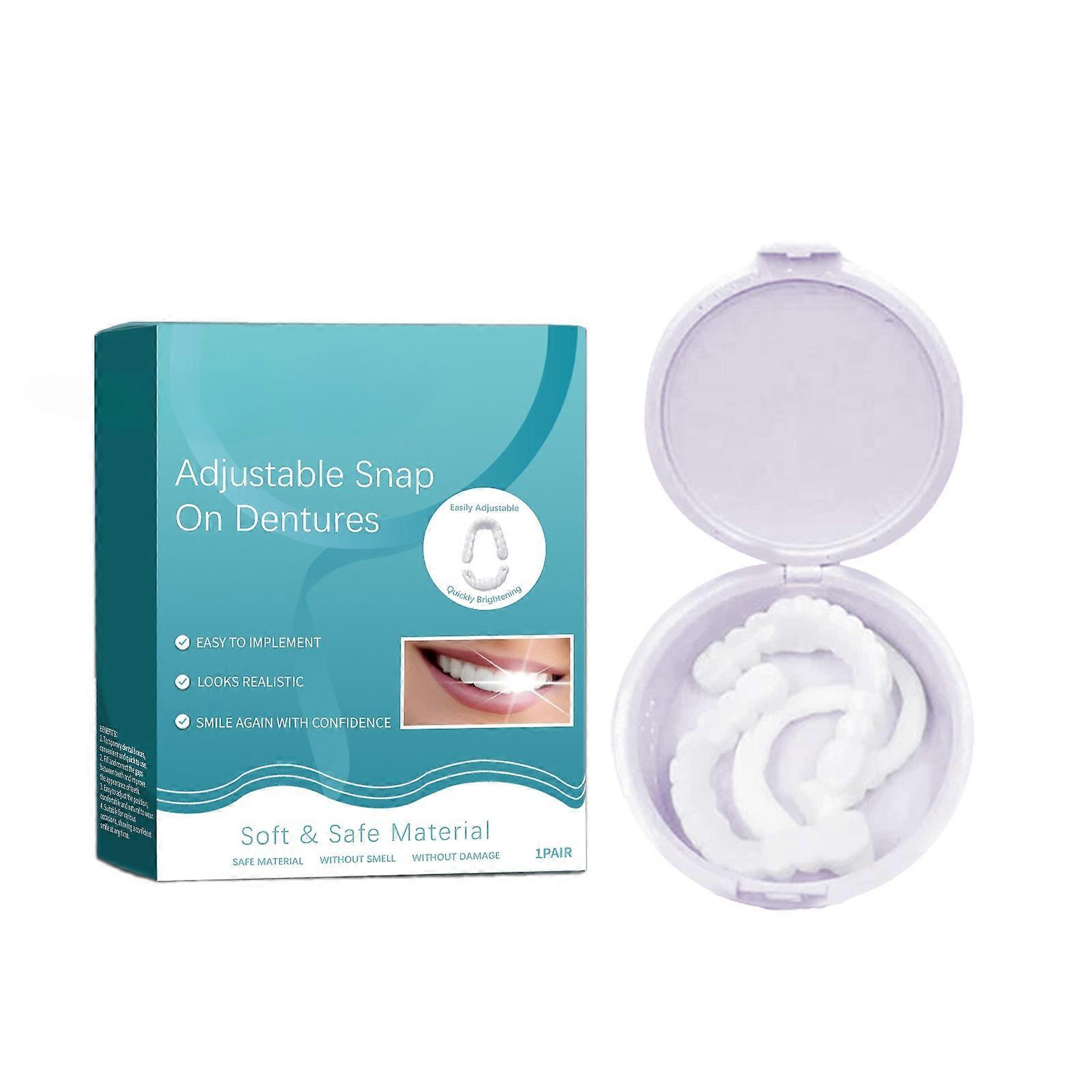 1 Pair False Teeth Veneers Top and Bottom,Instant Veneers Dentures,Clip on Veneers Top and Bottom,Fake Teeth,Clip in Veneers Teeth,False Teeth Set,Sna