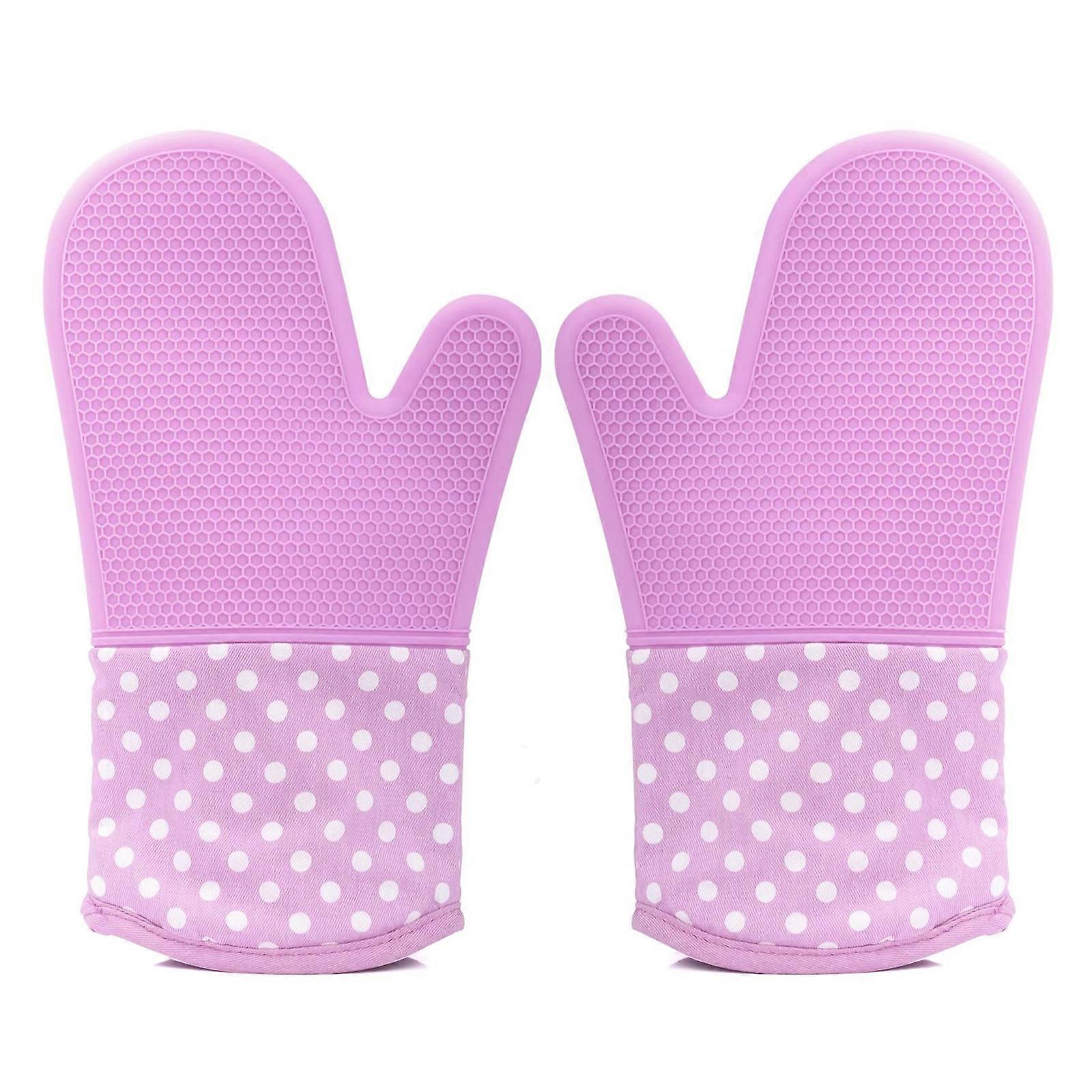 1Pair Oven Gloves Heat Resistant Non-slip with Polyester Cotton Lining