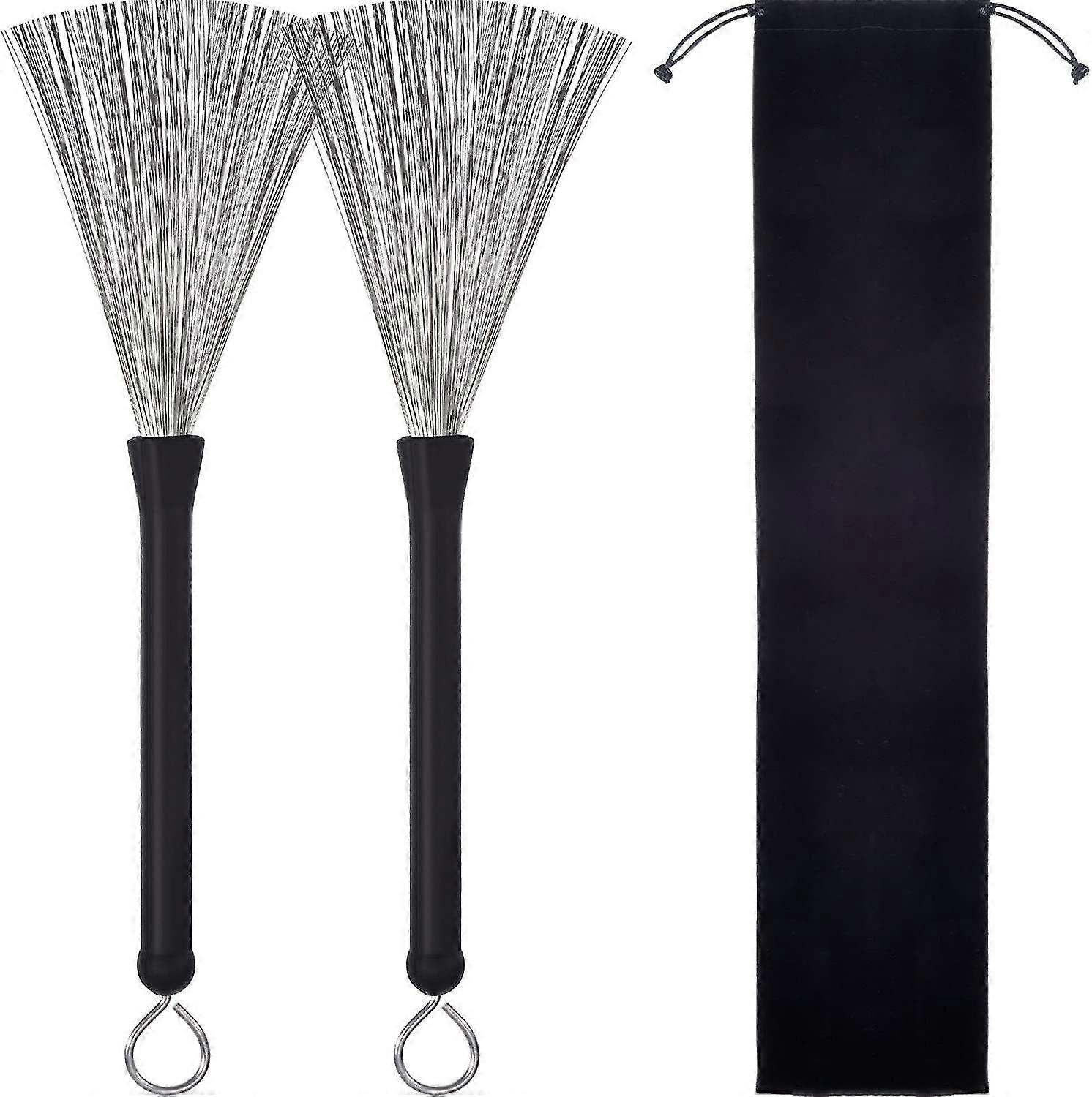 Jinyi Drum Bru Retractable Wire Bru Drums Drum Brush With Comfortable Rubber S(2pcs, )