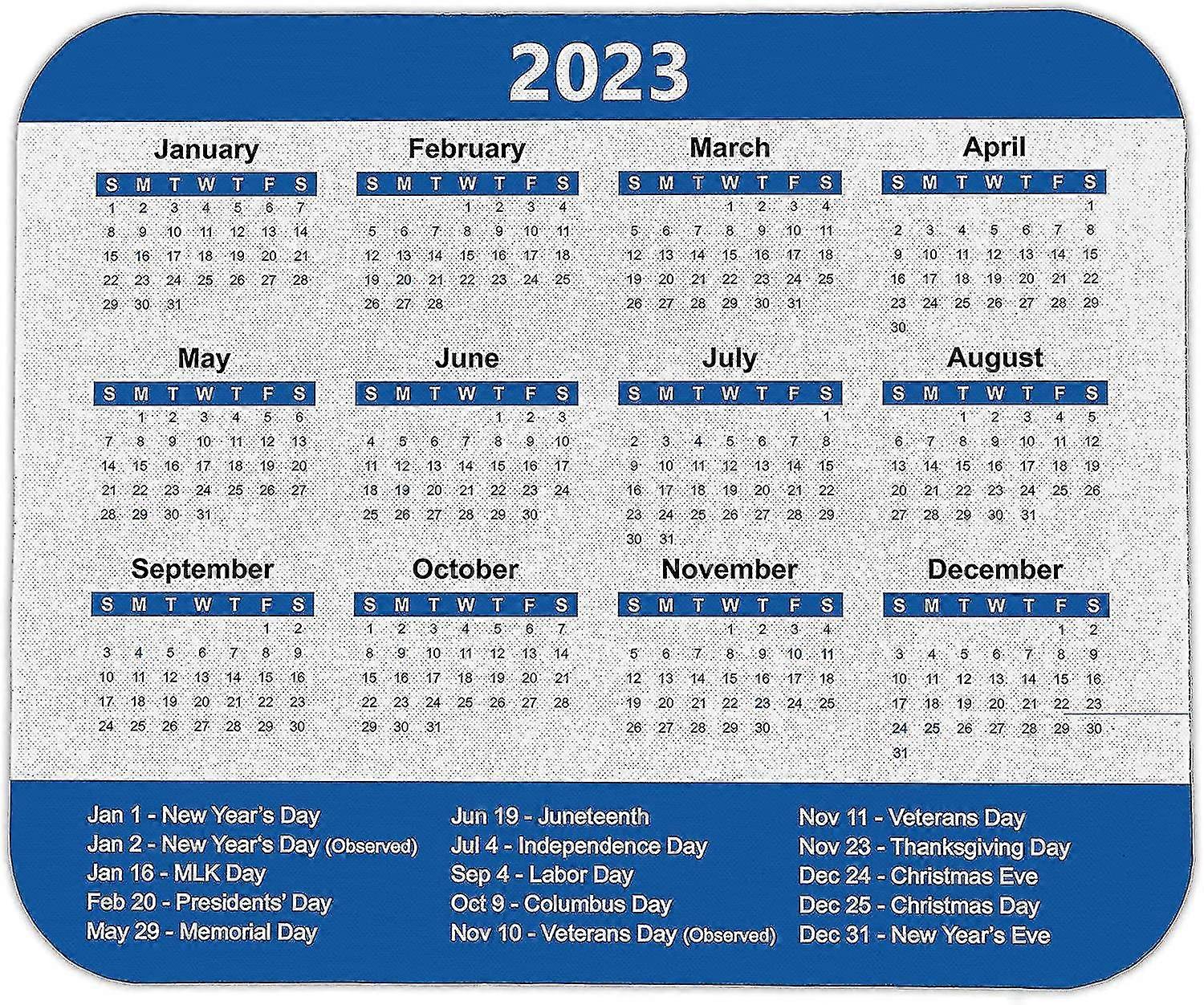 2023 Full Yearly Calendar Mouse Pad By (blue)
