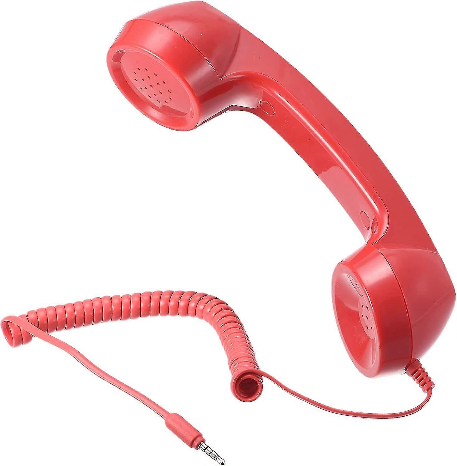 3.5mm Retro Telephone Handset Telephone Receiver For Microphone Speaker Smoothpink(Red)