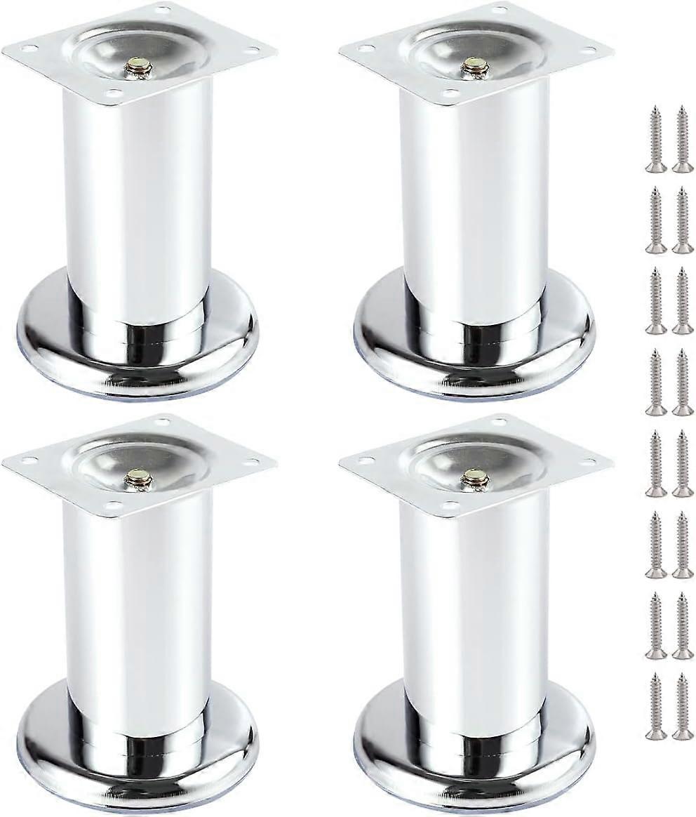 רגלי ארון מתכווננות 4 x רהיטים ארון רגליים רגל מיטת רגליים רגלי ספה רגלי ספה רגליים רהיטים בסיס רגל כרום (100 מ"מ) (צבע: מתכתי, גודל : 120
