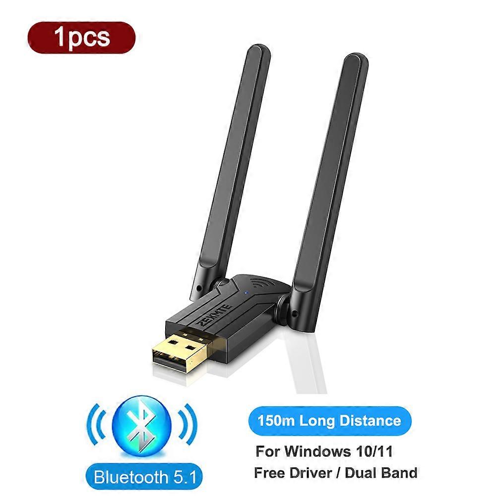 Zexmte 150M Bluetooth Adapter 492FT USB Bluetooth 5.1 5.0 EDR Dongle Audio Receiver Transmitter for Windows 11/10 Wireless Mouse