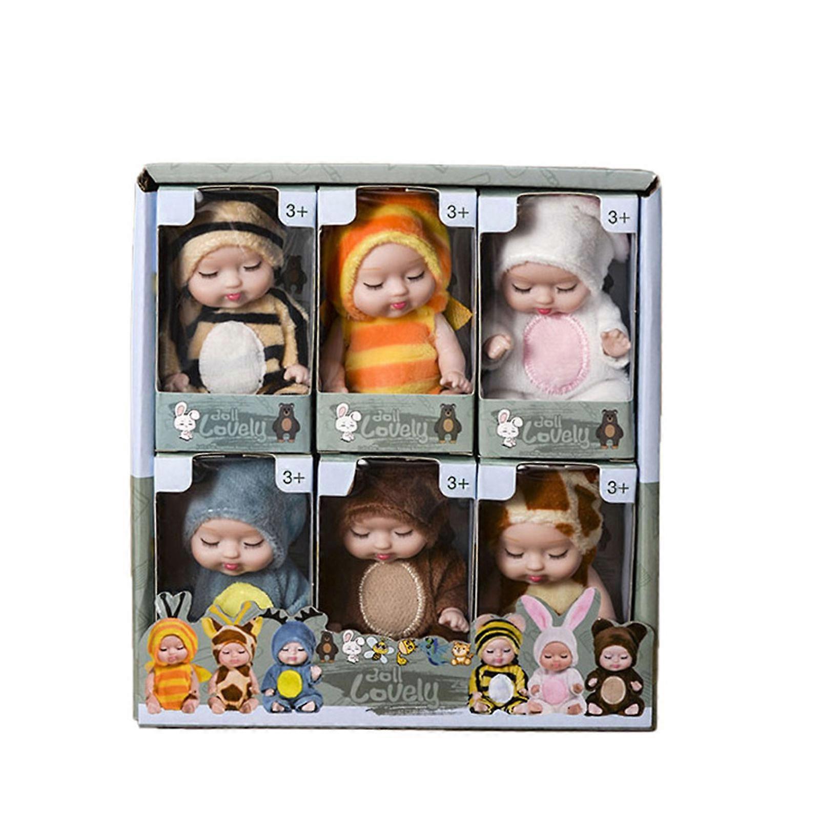 Mini reborn baby doll, 4,3 polegadas lavável PVC material realista boneca do bebê com brinquedos de roupas