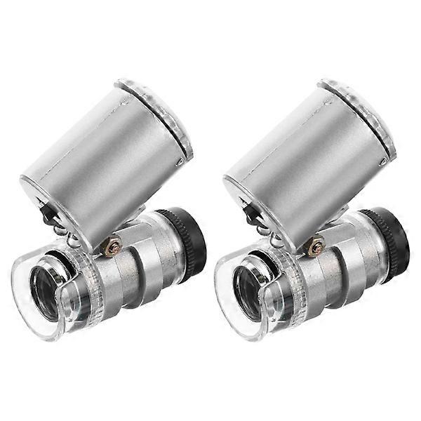2Pcs Mini 60X Microscopes Portable Jewelry Loupes Currency Detecting Microscopes
