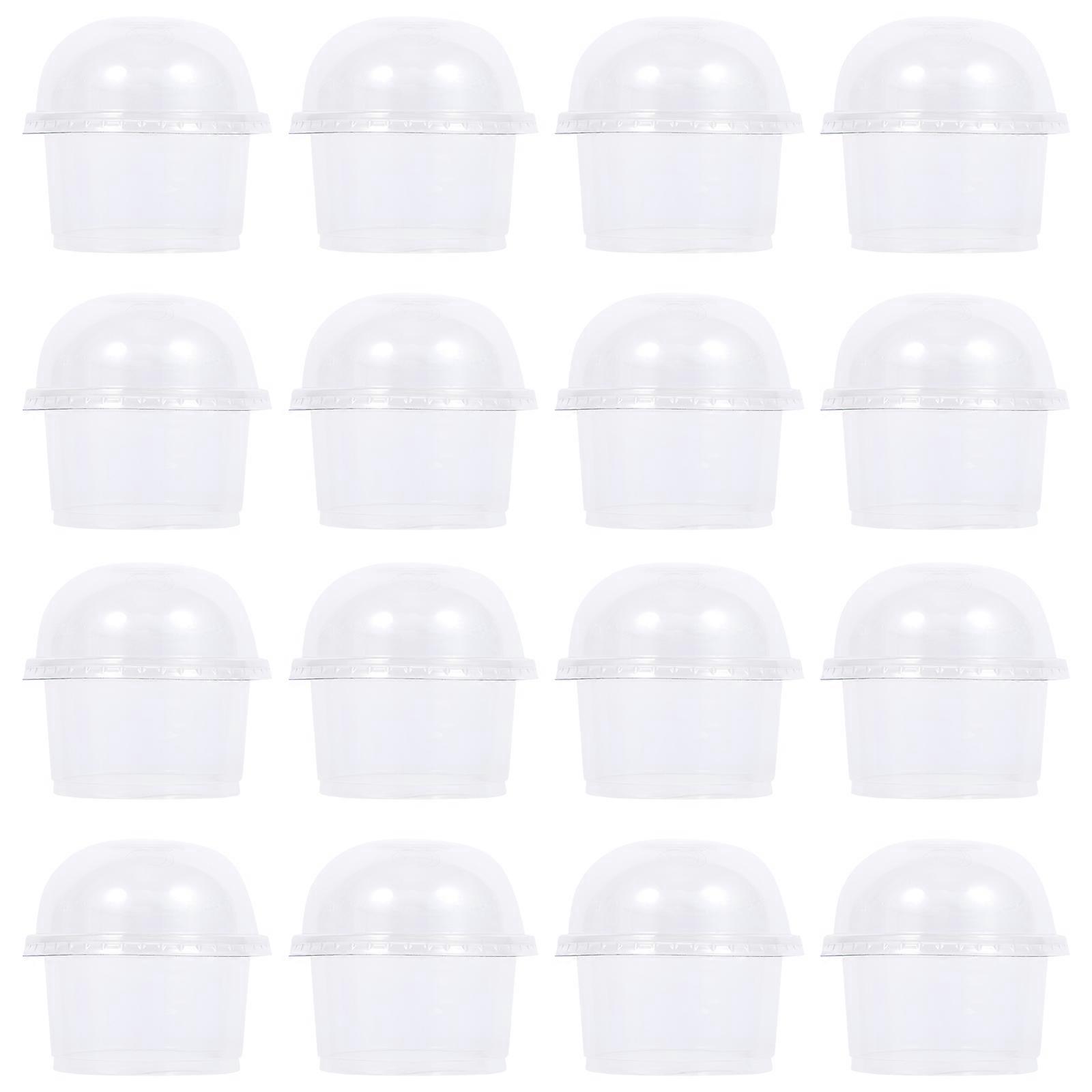 50pcs 250ml Disposable Dessert Cups Clear Salad Cups Dessert Cups with Cover