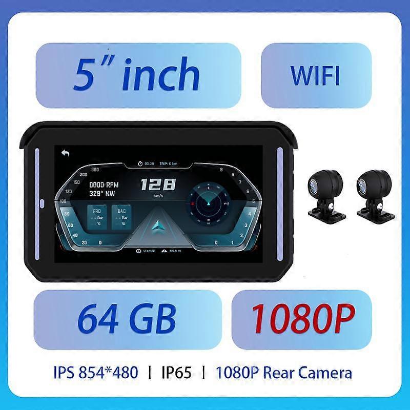 Redkid 5 pouces moto GPS 1080P Carplay Android AUTO Dashcam avec WIFI double objectif moto boîte noi