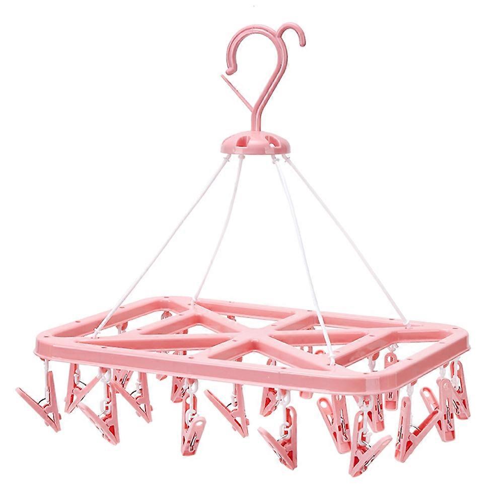 Folding Drying Rack Socks Underwear Windproof Hanger Clothespin with 20 Clips