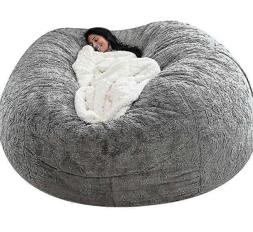 Lazy Sofa Bean Bag Kunstig pels Bean Bag Bean Sofa (unntatt Filler)-135cm * 65cm-Lys grå