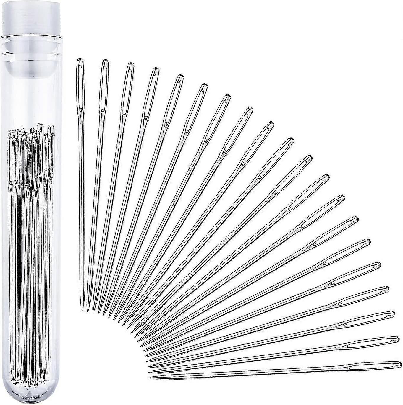 Large-eye Stitching Needles Compatible With Leather Projects With Clear Bottle, 20 Pieces