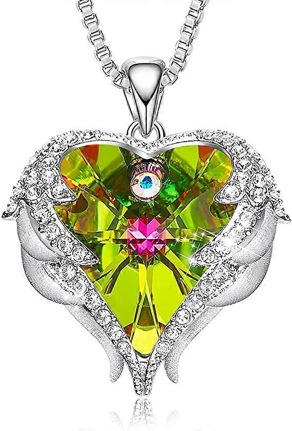 Angel Wing Love Heart Necklaces for Women Silver Tone Pendant Mother's Day Jewelry Gifts