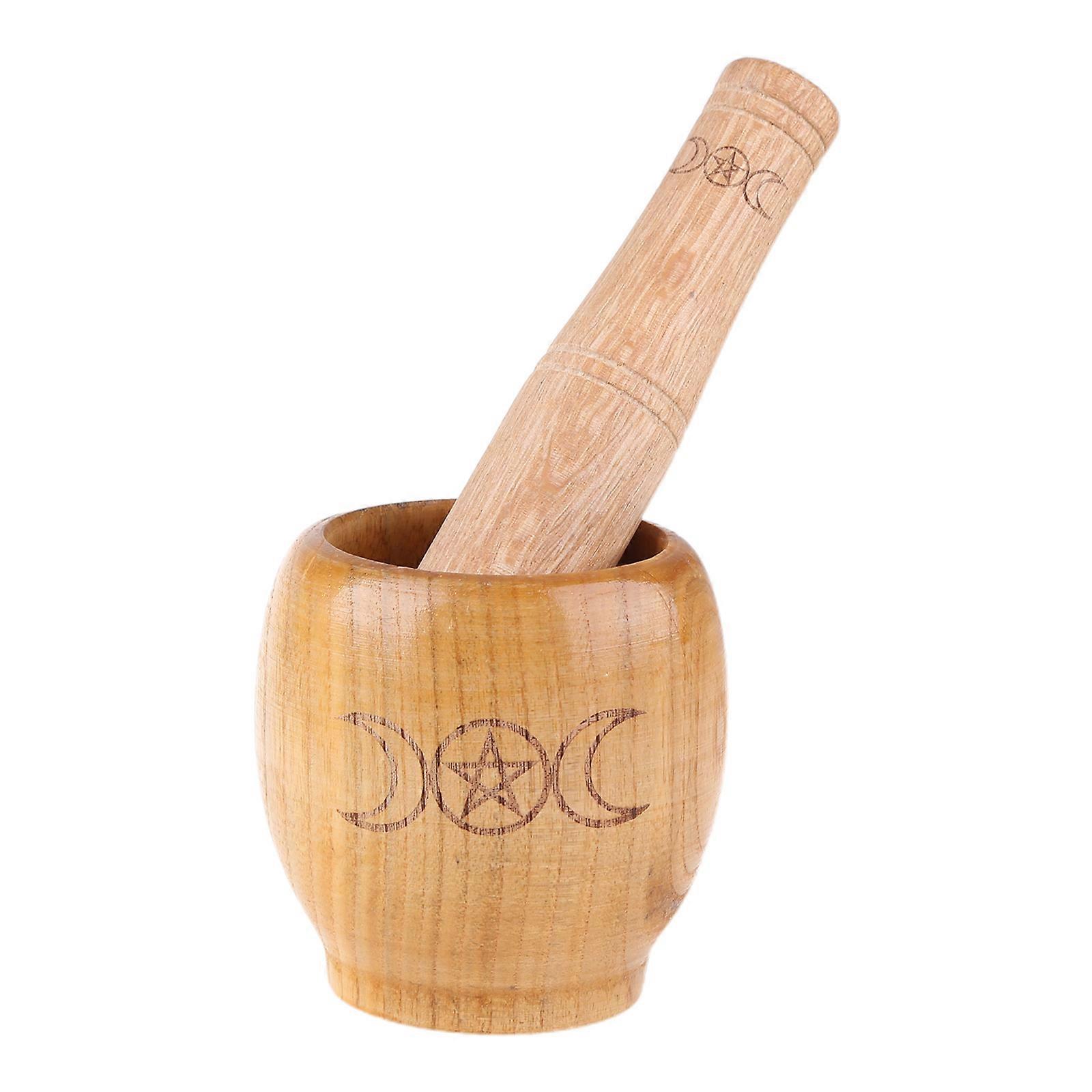 Handmade Grind Powder Tool Wooden Mortar Pestle Practical Grinder