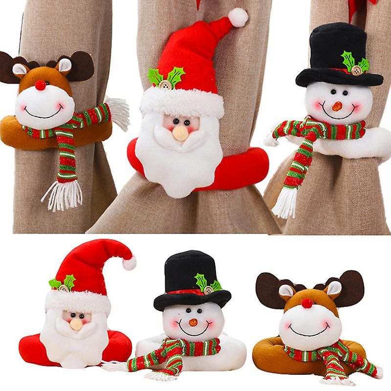 新しいサンタクロース雪だるまエルクハッピークリスマスカーテンバックルホームルーム装飾