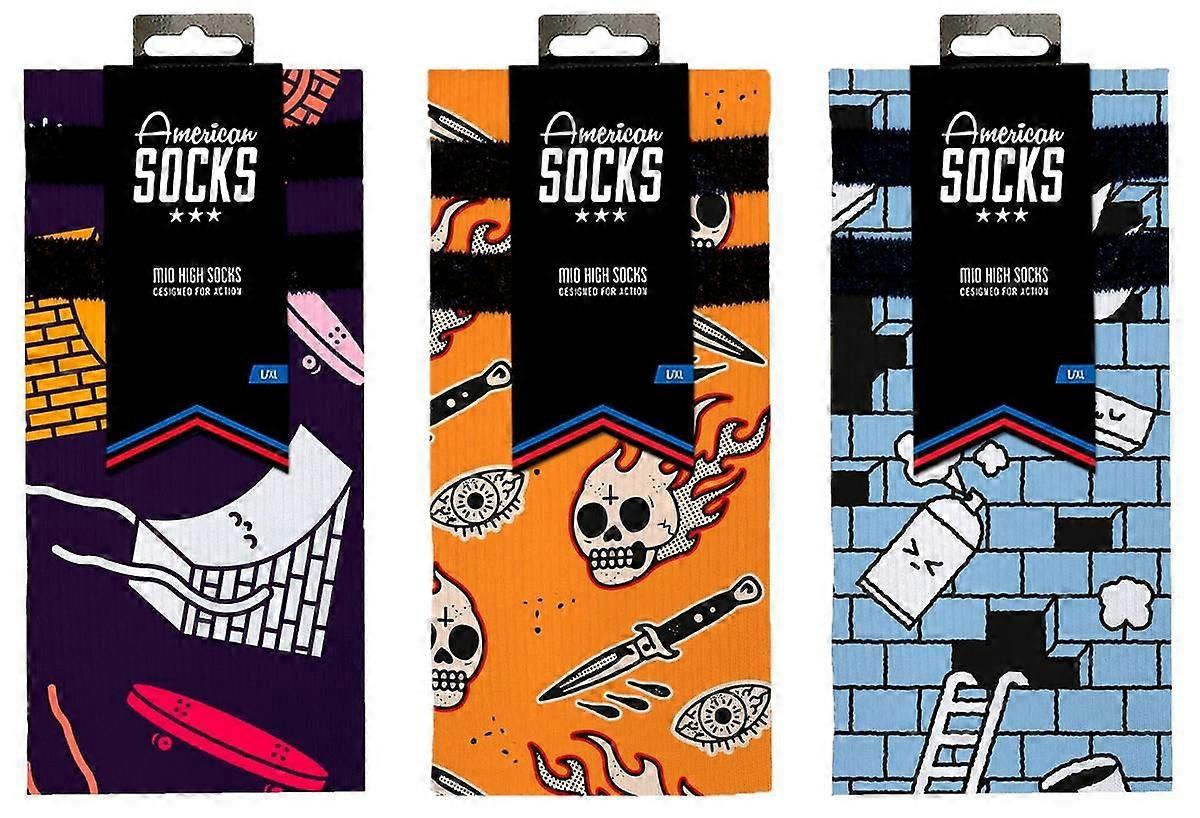 American Socks Skateboard Gift Box Socks - Purple/Orange/Blue