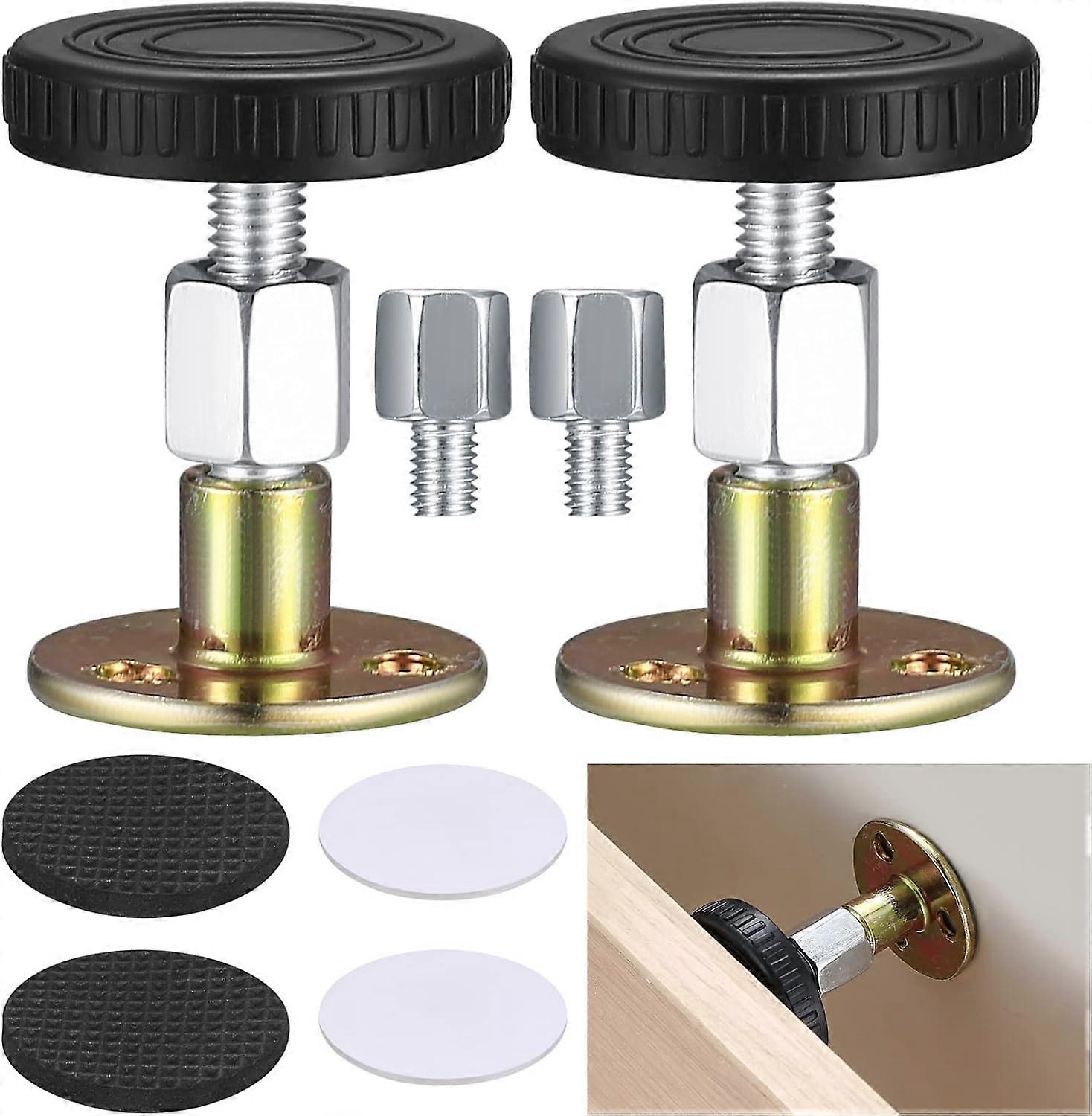 2 Packs Headboard Stoppers, Adjustable Threaded Bed Frame Anti-Shake Tool, Bed Wall Headboard Stoppers Anti-Shake Fixer