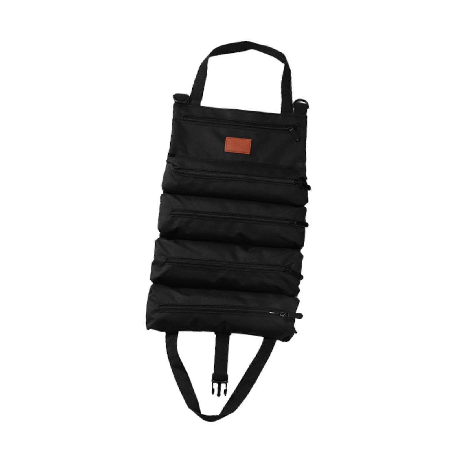 Tool Roll up Bag Hanging Tool Roll Bag for Carpenter Construction Motorcycle black