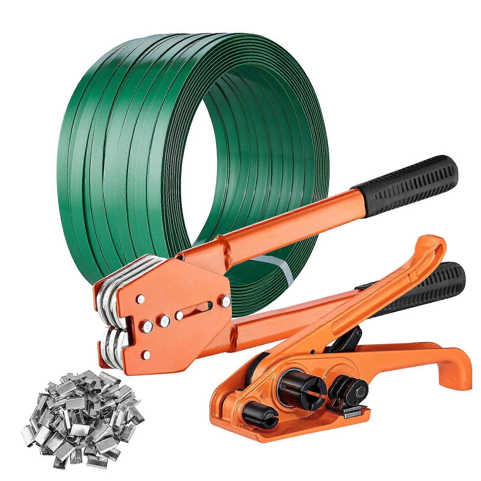 Banding Strapping Kit with Strapping Tensioner Tool, Banding Sealer Tool, 1000 ft Length PET Band, 300 Metal Seals