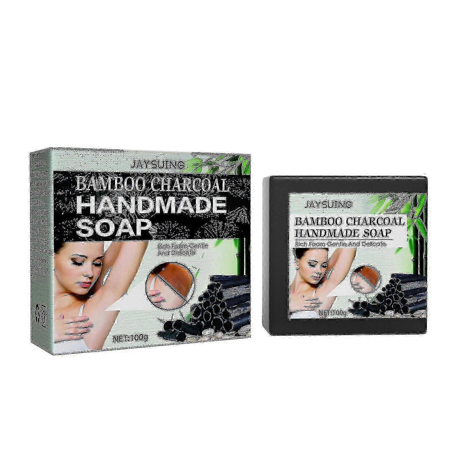 Jaysuing Bamboo Charcoal Handmade Soap Dilutes Melanin Deposition In The Underarm Joints And Body Cleansing Bamboo Charcoal Soap - |