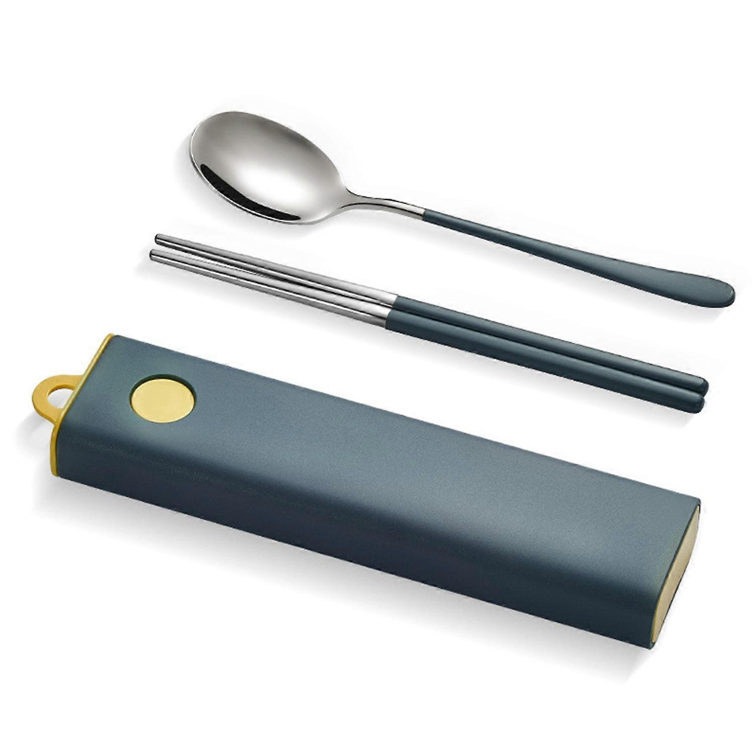 1 Set Cutlery Set Portable Stainless Steel Chopsticks Spoon Set Cutlery Box Student Supplies