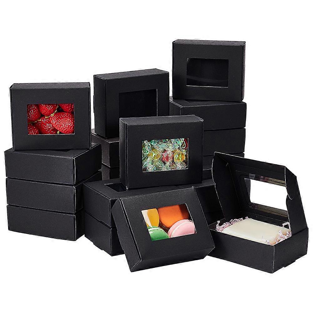 Cardboard Candy Gift Boxes Wedding Candy Package Supplies Rectangle Black 8.1x10.3x3.7cm